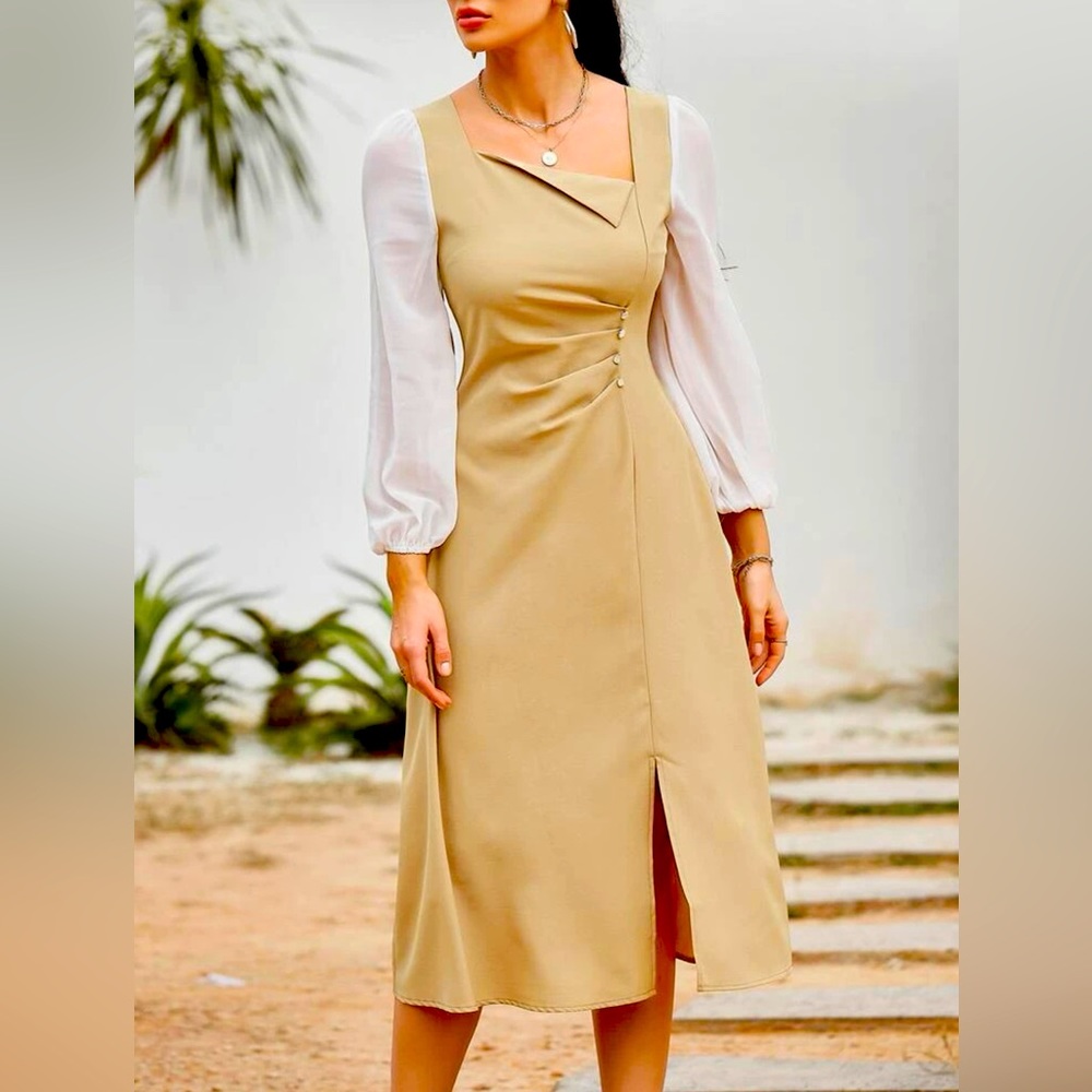 Contrast Fold Hem Dress